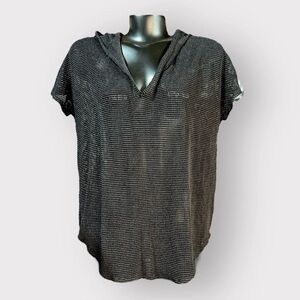 P183 Jordan Taylor NEW Black Mesh Hooded Swimsuit Cover-Up Womens Medium Auction